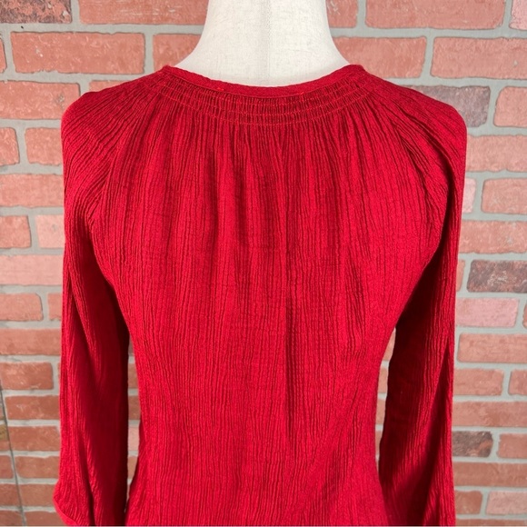 Red Textured Button Down Top | XS - Picture 9 of 9